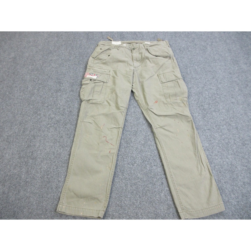 Denim & Supply Ralph Lauren Pants Mens 38x32 Green Cargo Utility Paint Splatter
